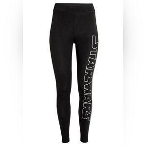 Star Wars Leggings Jersey Knit Size XS Black Silver Lettering H&M